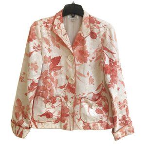 Coldwater Creek Orange Floral Leafy Career Formal Beautiful Suit Blazer Jacket 4
